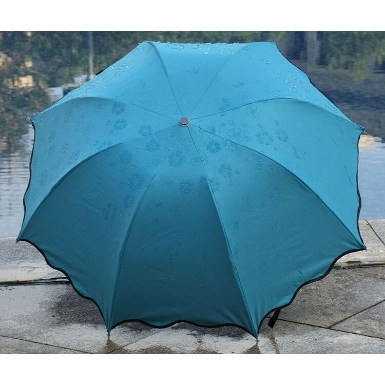创意遇水伞折叠伞女遮阳伞强防晒太阳伞 蓝色