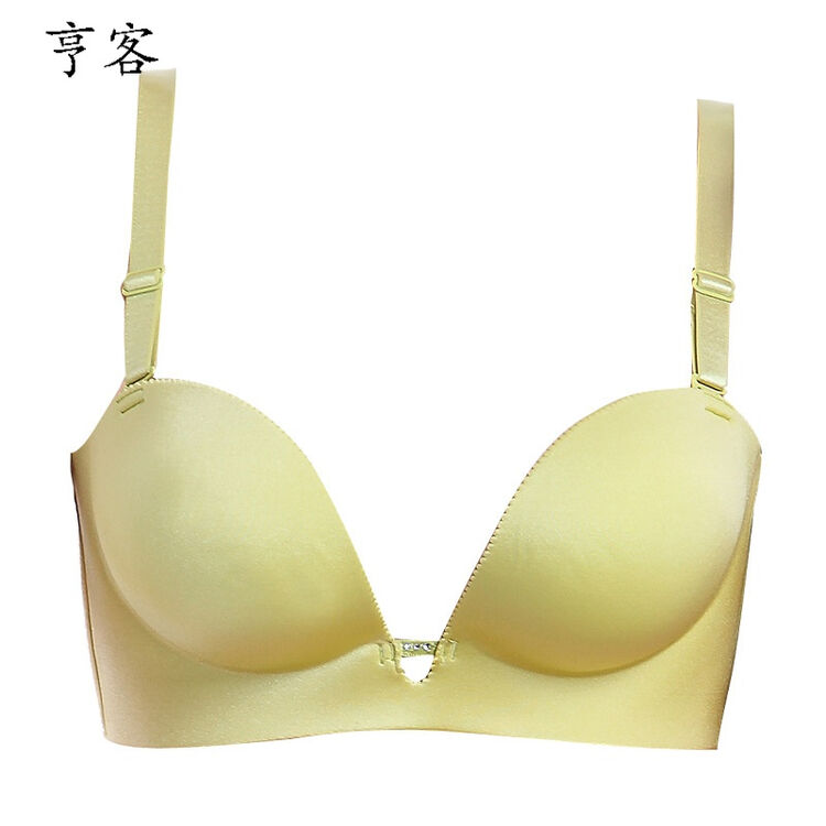 亨客 内衣文胸一片式无痕聚拢调整型文胸 绿色 85a