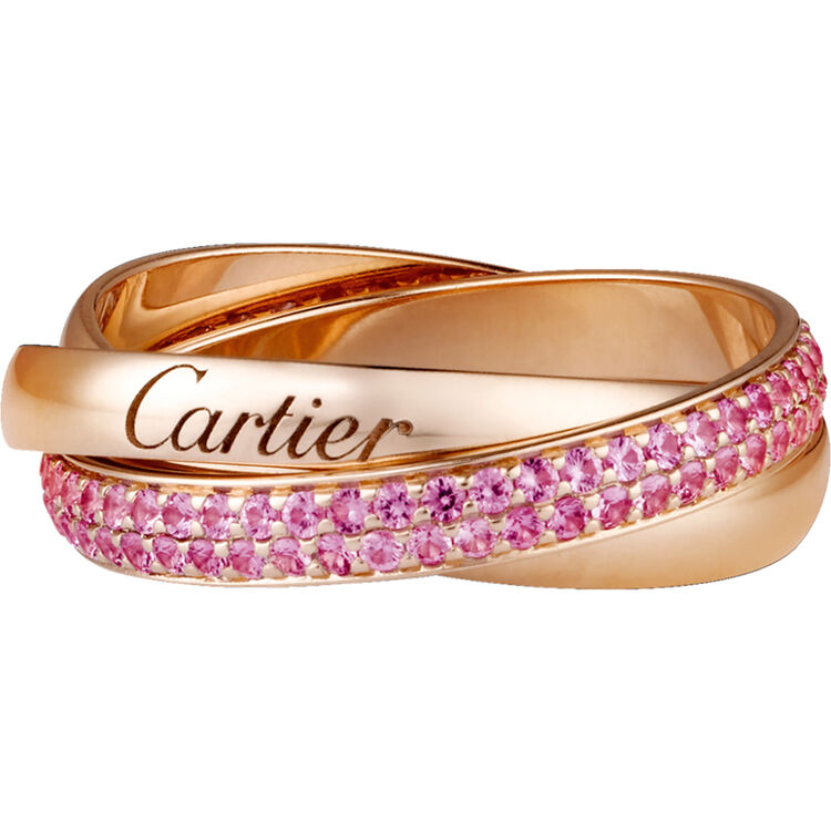 全球购卡地亚(cartier)trinity 戒指小号款18k玫瑰金蓝宝石 45