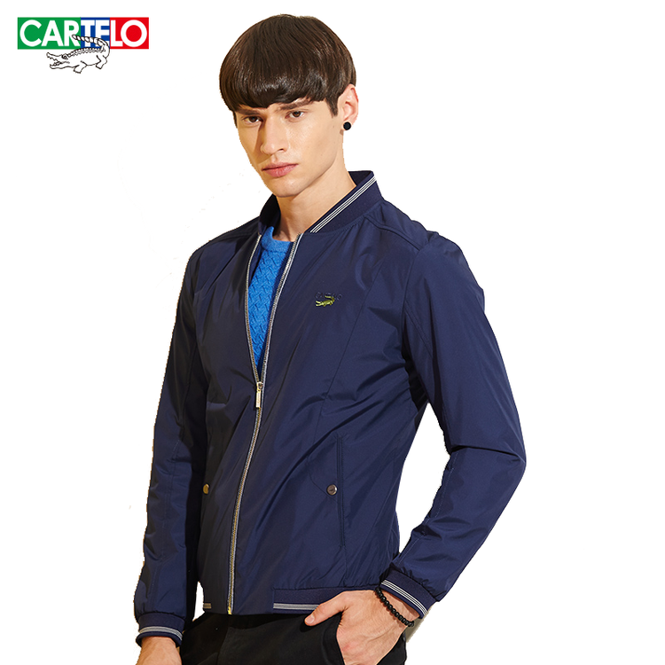 卡帝乐鳄鱼(cartelo)2016秋新款夹克男修身男士外套 深蓝色1 xl/175