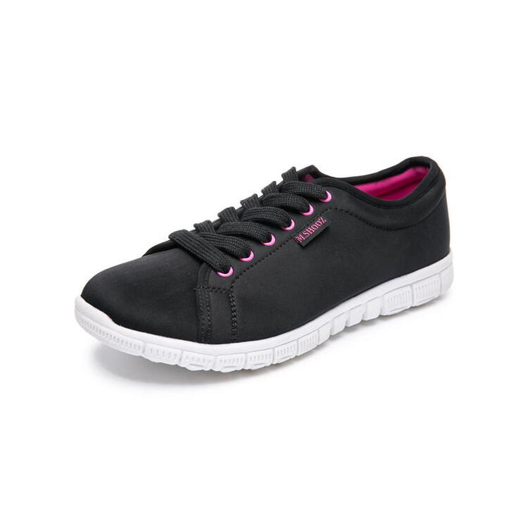美特斯邦威板鞋女女运动低帮轻质系带板鞋286945 黑色 35