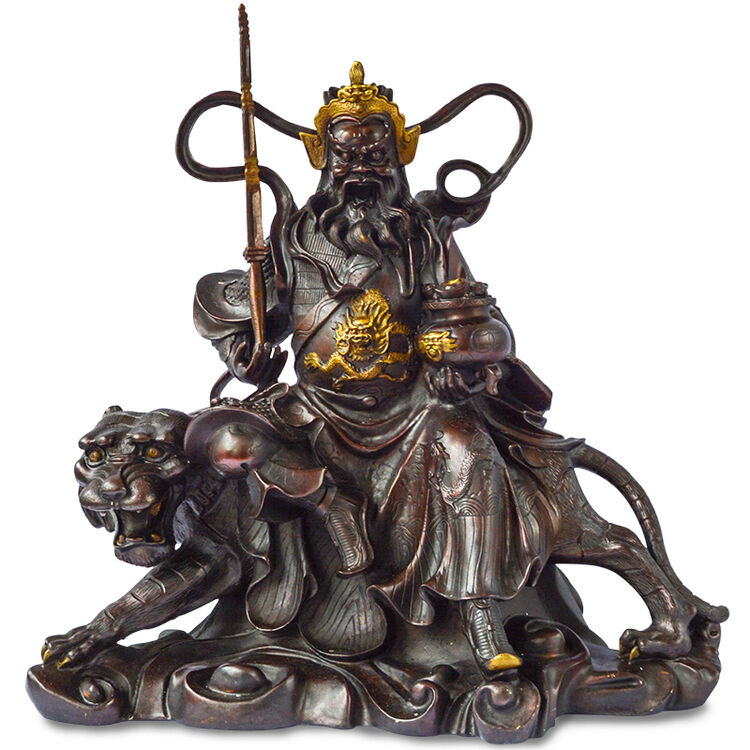 天祥缘 铜财神像骑虎赵公明武财神摆件新房装饰客厅礼品摆设 22号紫铜