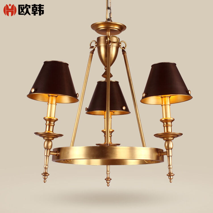 欧韩 美式乡村餐厅吊灯全铜客厅吊灯餐厅纯铜吊灯简欧式卧室书房简约