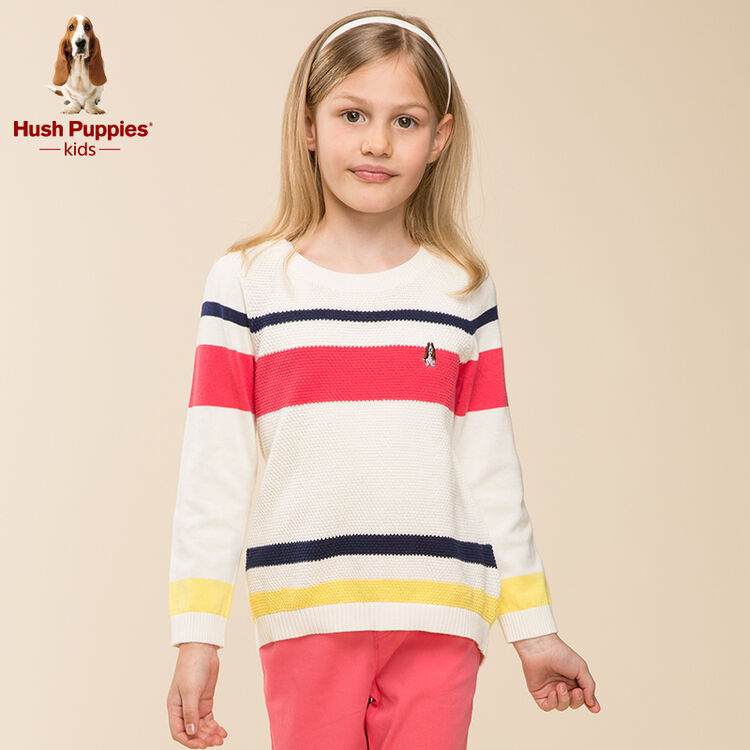 hush puppies暇步士品牌童装童装春装新款女童圆领针织衫hhc4ma02