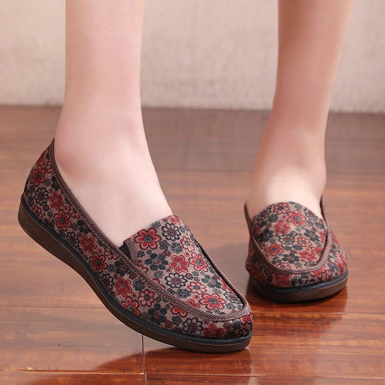 春秋女单鞋软底休闲布鞋中老年人妈妈布鞋 红色 38【图片 价格 品牌