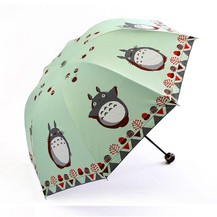 【清仓】趣乐美 动漫龙猫伞时尚黑胶三折叠太阳伞晴雨伞防晒遮阳伞 yy