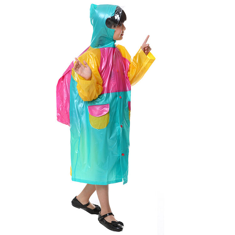 天堂儿童雨衣小孩学生带书包位男女童背囊式雨披 拼色颜色随机发 l