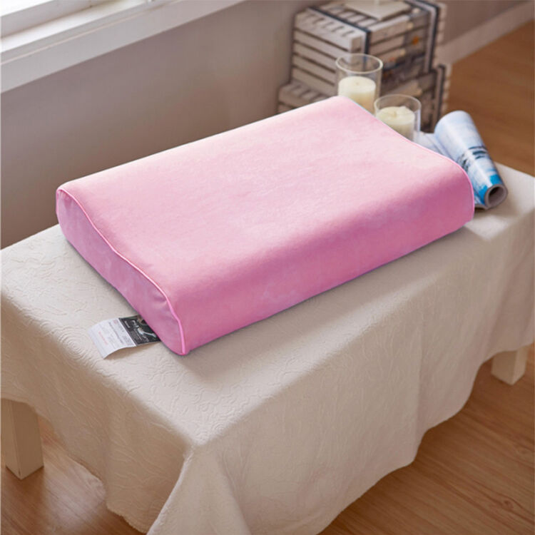 牧洛家纺 乳胶枕头芯 成人按摩护颈椎水洗棉记忆枕头 绒面乳胶枕 粉色