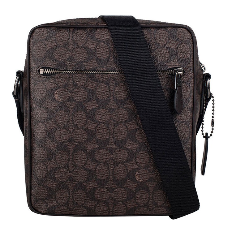 coach蔻驰男包牛皮单肩斜挎包暗花72254 深棕色【图片 价格 品牌 评论