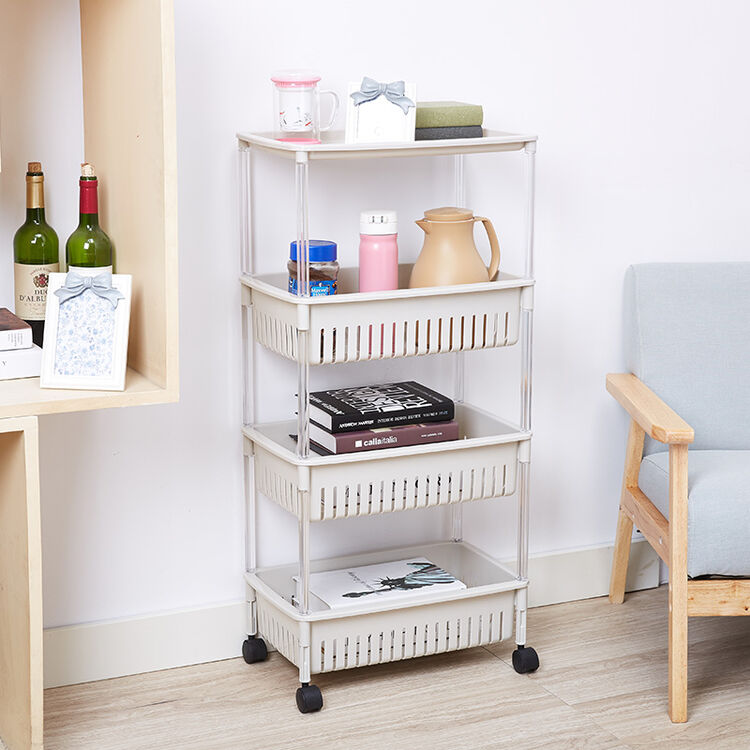u 悠佳 四层浴室带板滑轮置物架收纳架落地层架储物架家用整理架 u