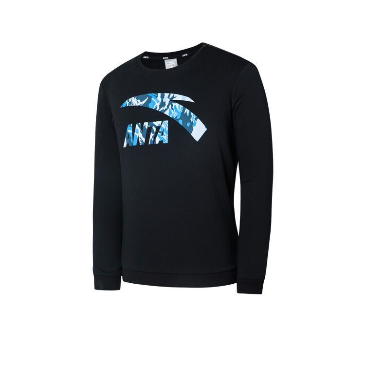 安踏男装 安踏时尚大logo套头卫衣官方旗舰店 95648702 基础黑-2 xl