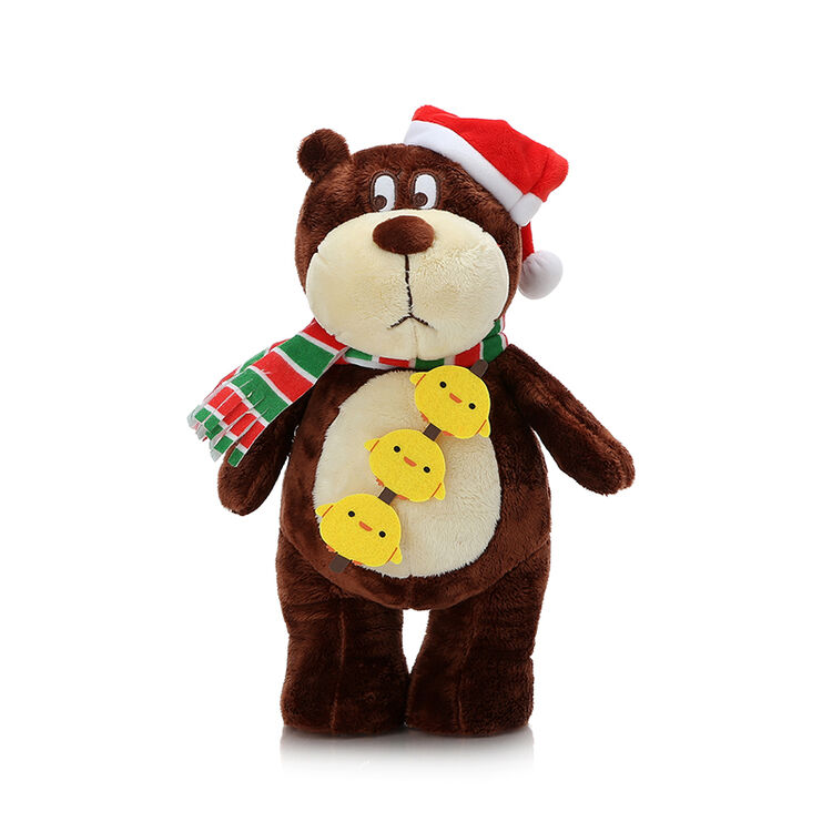 柏文熊 汉斯熊公仔毛绒玩具泰迪熊娃娃玩偶 圣诞*红棕 34cm左右
