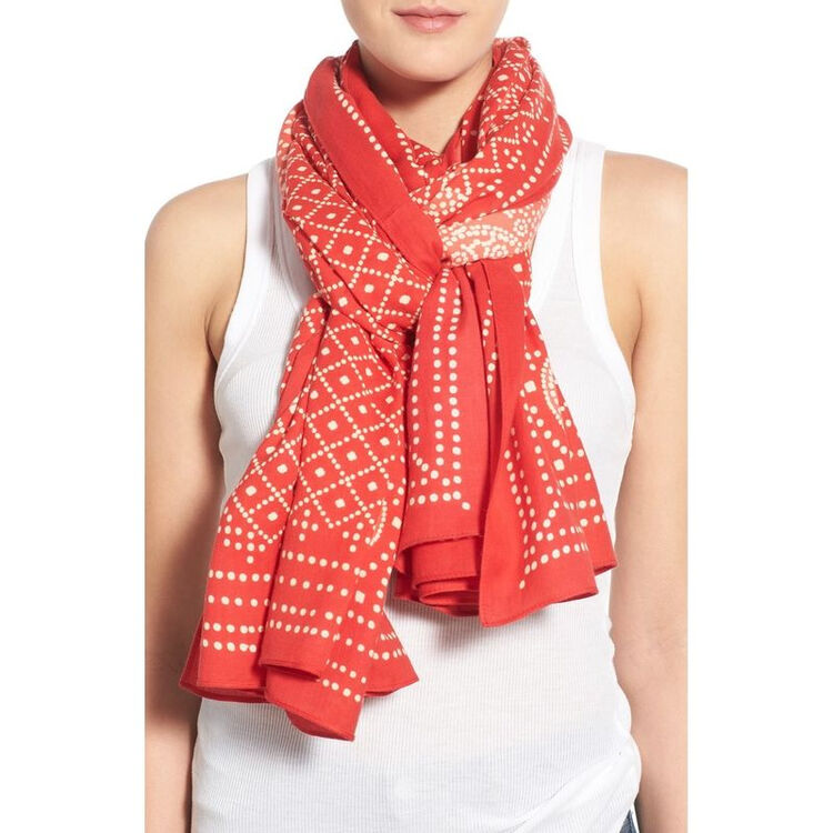 托里·伯奇(tory burch) crab 印花围巾 brilliant red