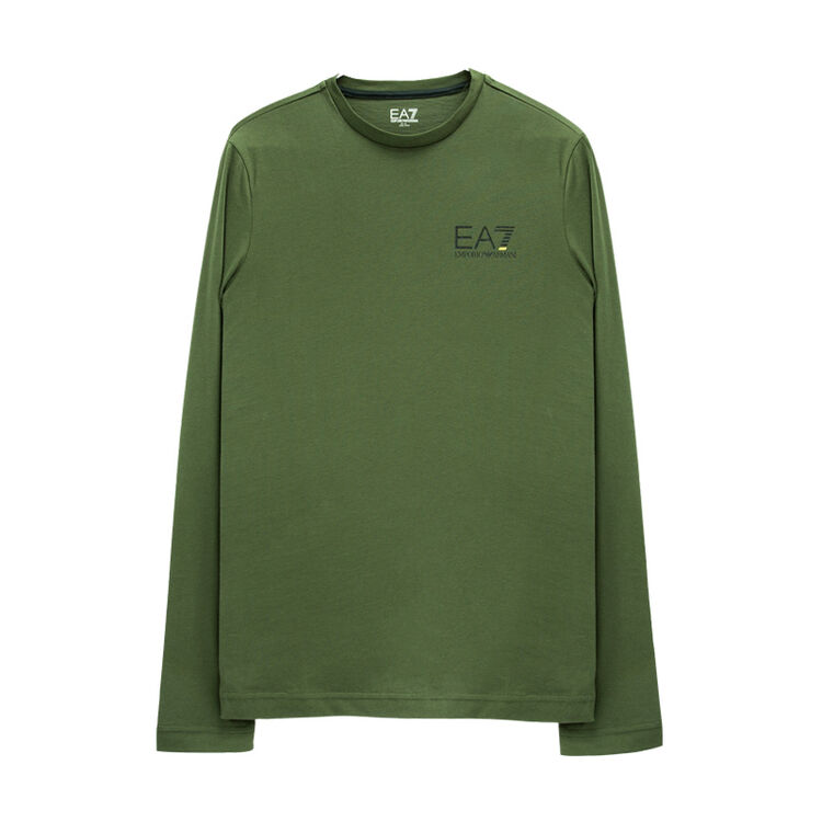 emporio armani阿玛尼长袖t恤男装 ea7新款圆领纯棉男士上衣 墨绿色