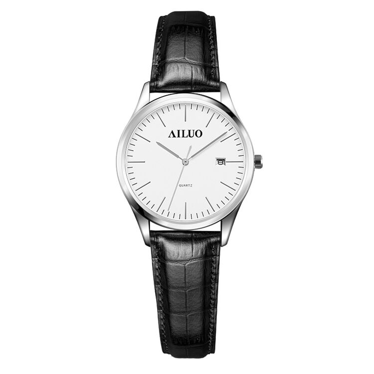 艾诺(ailuo)手表 石英情侣表女表本色白面 l7082bl-taw