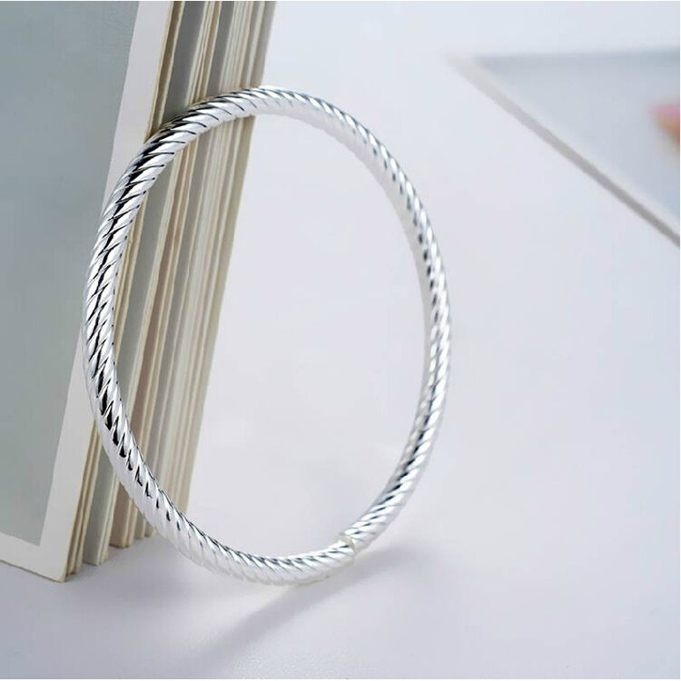 卜凡 银制 足银 足银手镯 螺纹手镯 银饰品