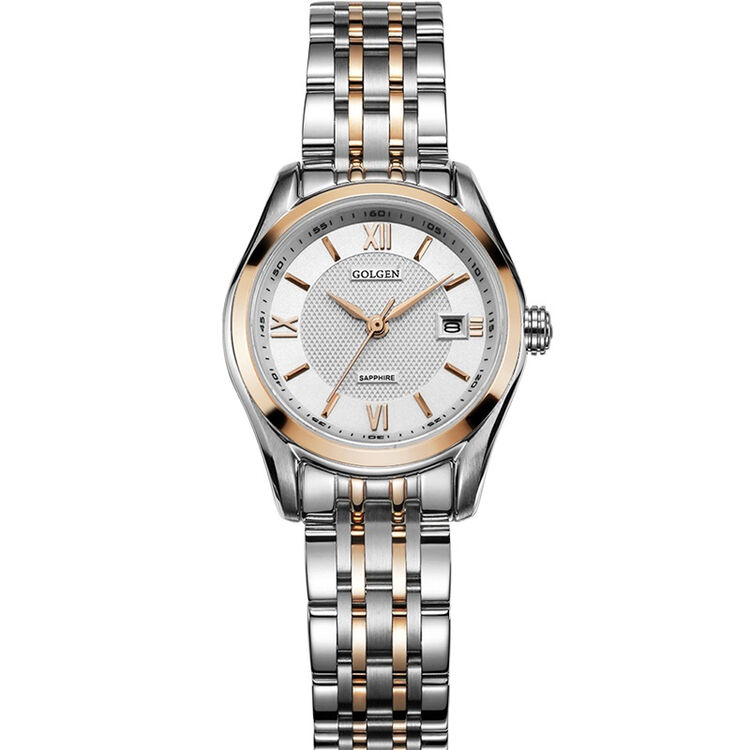 古尊(golgen)手表 商务系列石英情侣表女表间金色gn.19080l.vrs