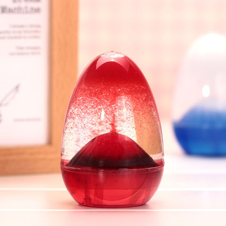 火山爆发油滴 新年水晶情侣礼物 趣味动感入油桌面摆件 混发