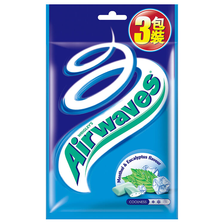 airwaves爽浪无糖口香糖20粒袋装 超凉薄荷味 3包装
