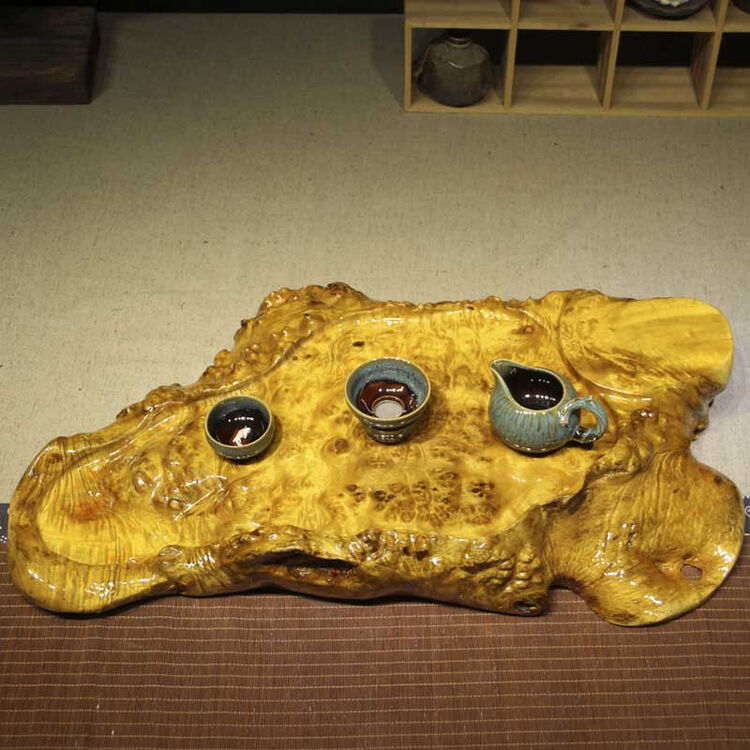 框广 黄金樟实木茶盘 原木树根茶海根雕泡茶台