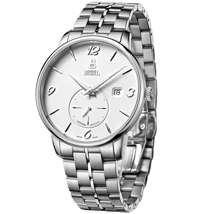 依波路(ernest borel)雅丽系列 瑞士手表男石英表 时尚潮流 白盘钢带