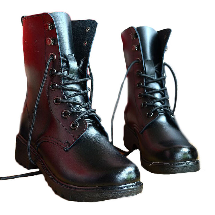 户外运动女士部队军靴作训靴训练高帮军鞋 黑色 36