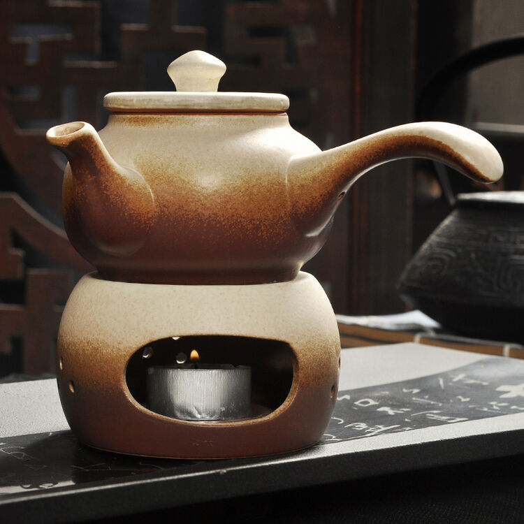 木语瓷缘 古陶煮茶壶 功夫茶具煮茶炉子侧把壶 蜡烛煮茶茶器黑茶普洱