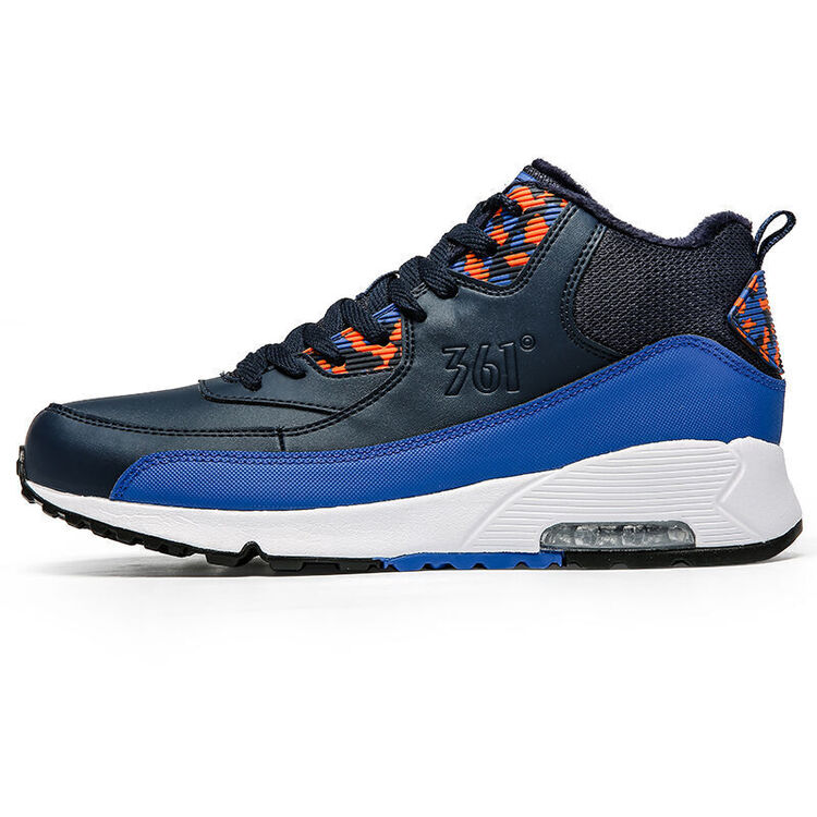 361度运动鞋男鞋 秋冬季加绒保暖跑步鞋减震气垫慢跑鞋男士鞋子 鸢尾