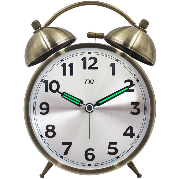 txl闹钟 创意复古静音懒人打铃闹钟学生大铃声4.5英寸青铜
