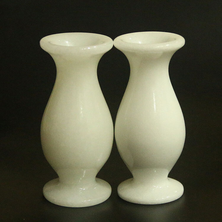 品范儿 白玉石花瓶摆设 玉器花瓶装饰书架工艺品摆件一对