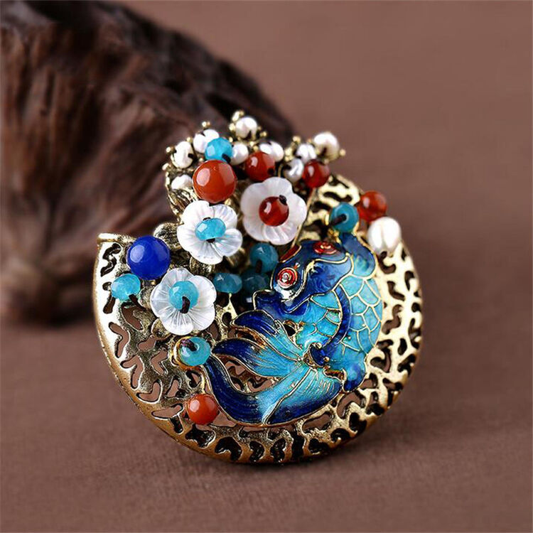 玉心你 景泰蓝胸针 文艺饰品 礼物