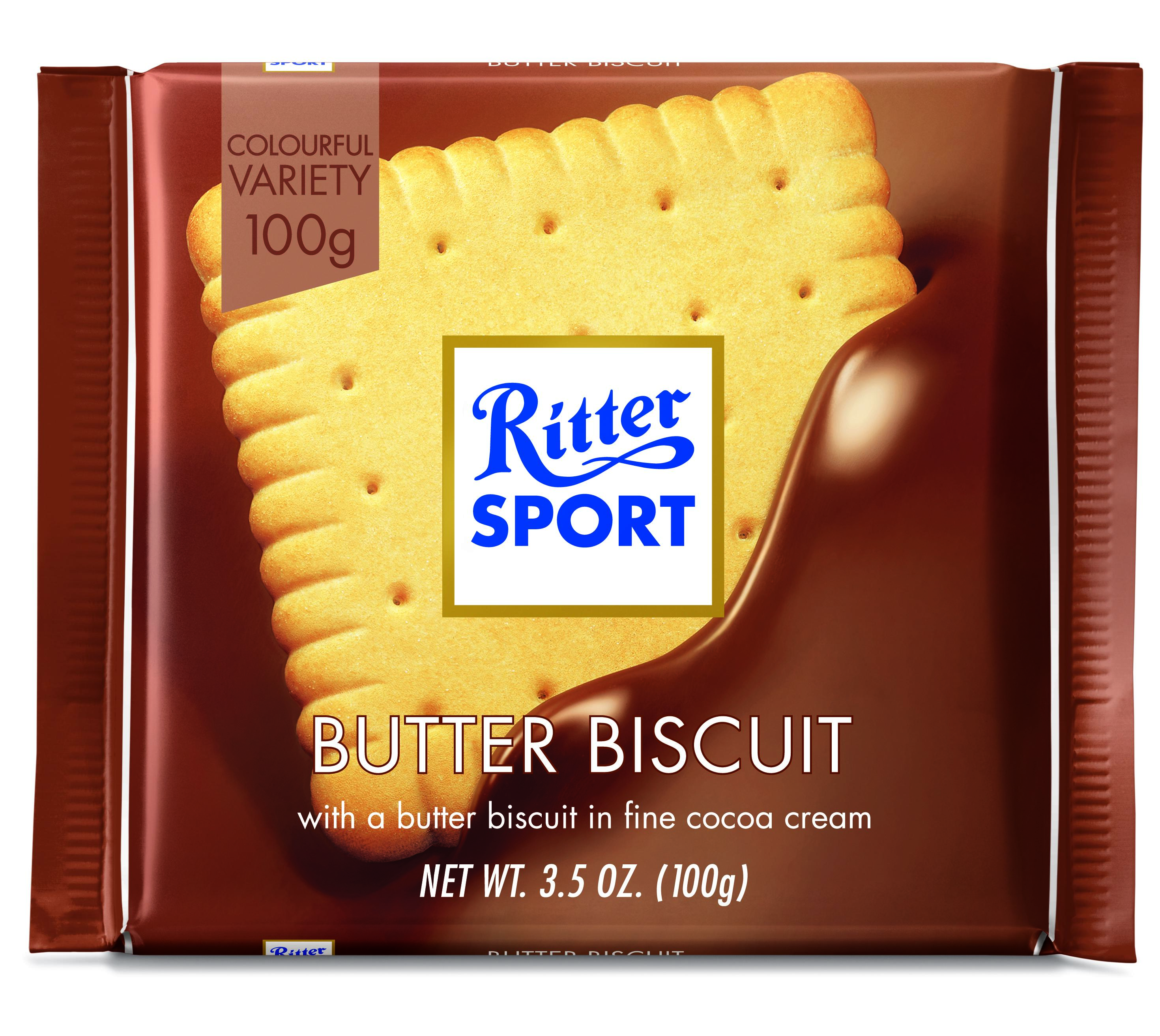 德国进口rittersport瑞特斯波德饼干夹心牛奶巧克力100g