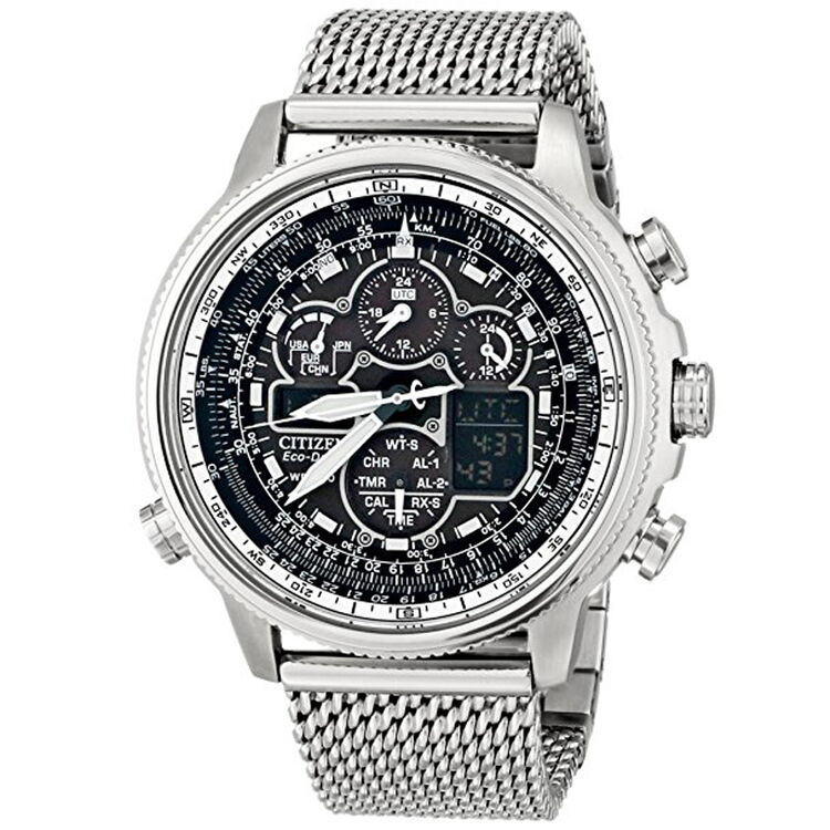 购西铁城citizen 光动能五局电波表夜鹰计时夜光男士手表jy8037-50e