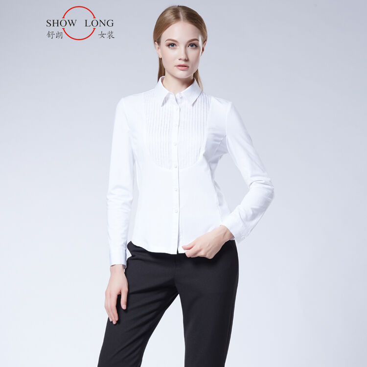 舒朗2018新款百搭短款修身衬衣女白色内搭职业小衫上衣 白色 m(160