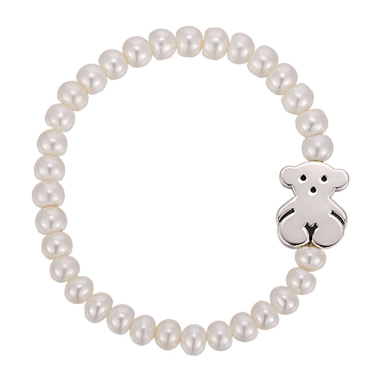 tous桃丝熊 时尚可爱小熊925银珍珠手链 615904630