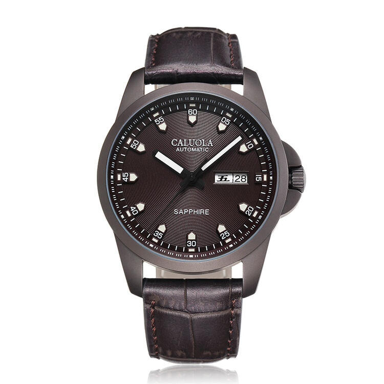 卡罗莱(caluola)男表真皮带日历男士手表运动精钢带学生防水全自动