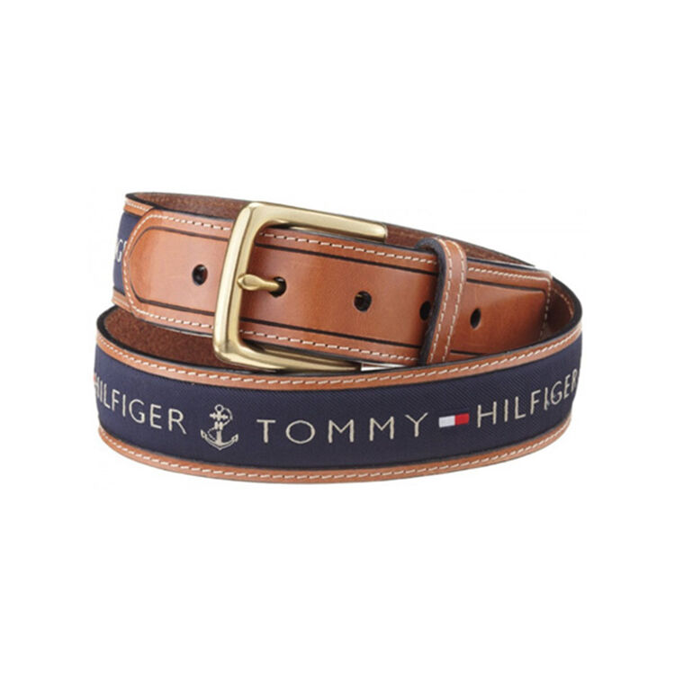 tommy hilfiger汤米皮带 男士经典logo印花时尚休闲腰带 navy 38