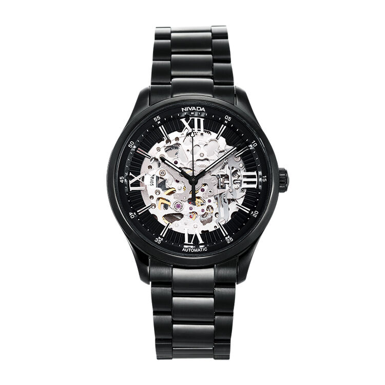 尼维达(nivada)手表 时尚镂空黑钢自动机械男表gm6102-121229