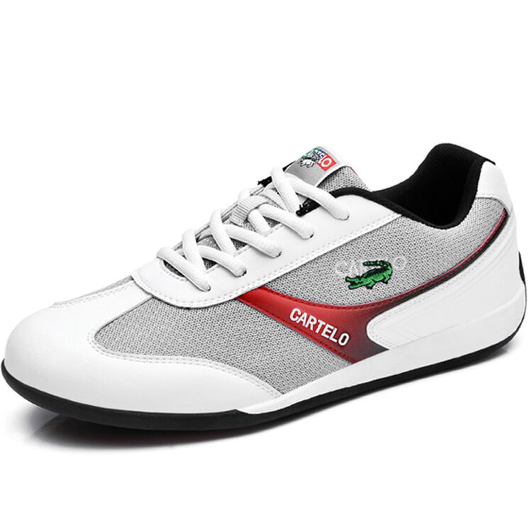 卡帝乐鳄鱼(cartelo)休闲鞋男 户外运动男士板鞋 ke1046 白灰色 42码