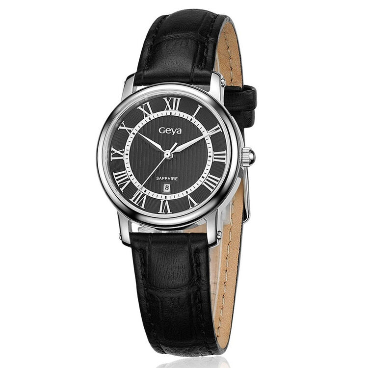 格雅(geya)手表 经典系列石英女表皮带黑盘g07008lwk
