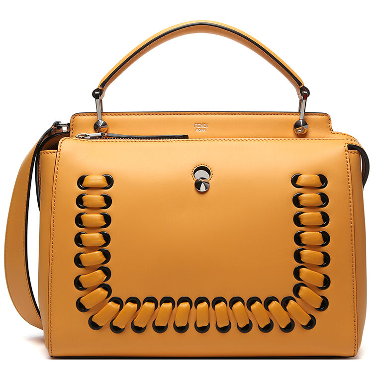 fendi 芬迪 女士dotcom系列黄色牛皮孔眼手拎包单肩