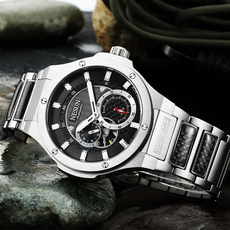 尼尚(nesun)男士手表 全自动机械手表 时尚钟表 多功能夜光防水运动男