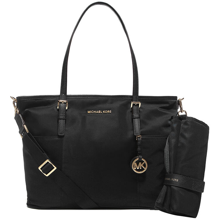 michael kors 迈克·科尔斯 mk女包 jetset系列黑色大号尼龙英文装饰