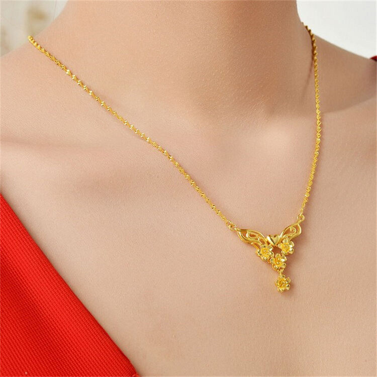 涵钰福 玫瑰花仿黄金项链新娘首饰礼物沙金项链女