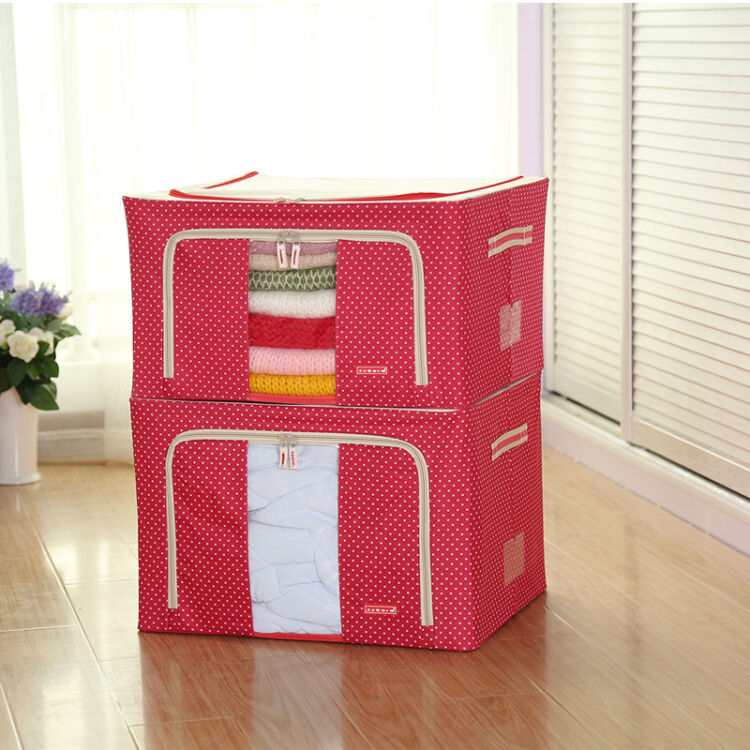 百易特 牛津布22l收纳箱收纳盒 有盖衣服杂物储物箱整理箱 红色2只装