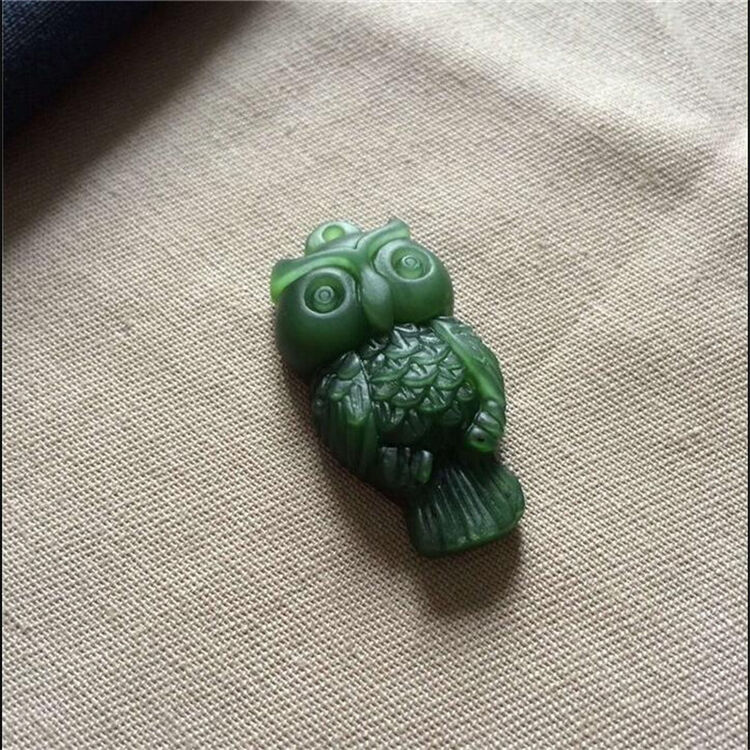临香玉 和田玉碧玉挂件 猫头鹰玉坠 吊坠 男女款 挂件