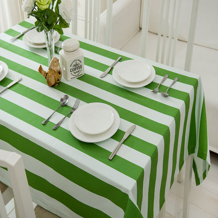 京大人地中海条纹桌布布艺茶几电视柜台布 绿白条纹 65*65cm