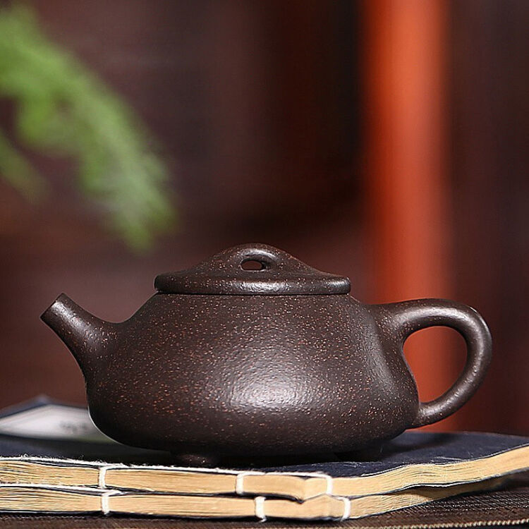 月壶茗清紫砂壶景舟石瓢壶宜兴名家杨兆芳全手工黑金砂茶壶180毫升 