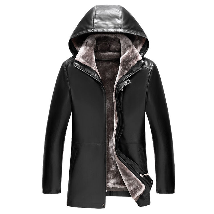 丹杰仕 2016秋冬款男装上新仿皮皮衣男修身夹克韩版男士机甲外套 黑色