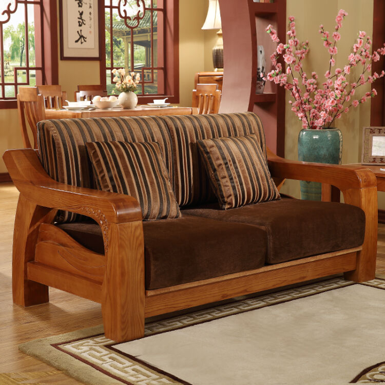 沃尔琦 沙发 实木沙发 现代中式家具客厅全实木布艺沙发 水曲柳沙发